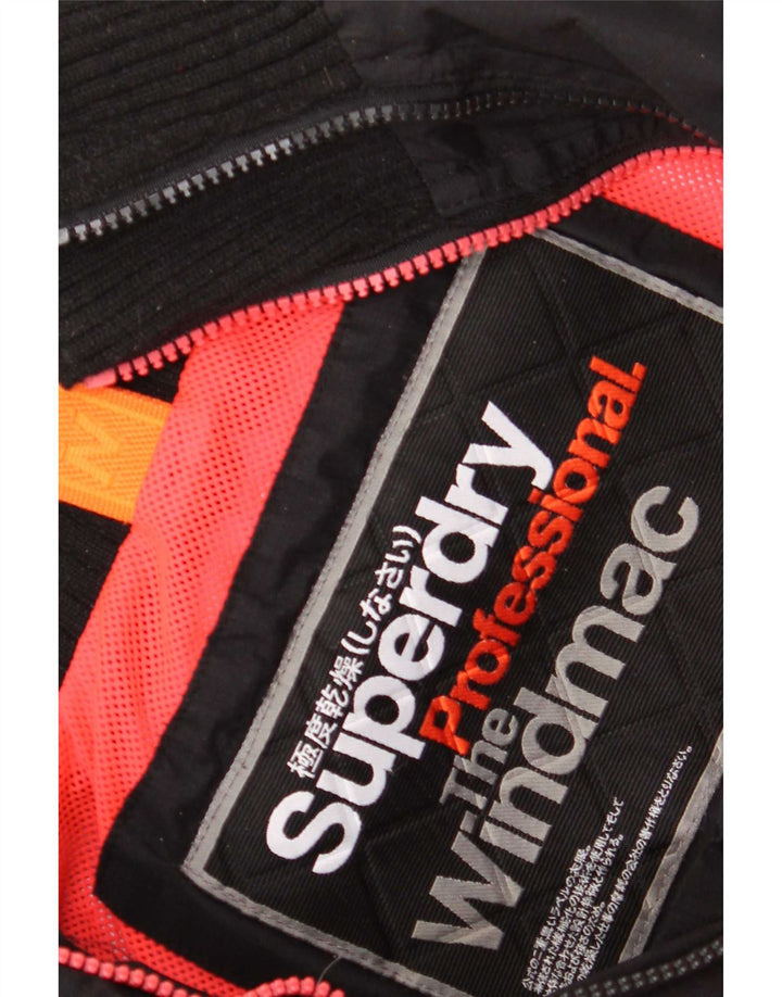 Superdry Damen The Windmac Hooded Rain Jacket UK 36 Small Schwarz Polyester