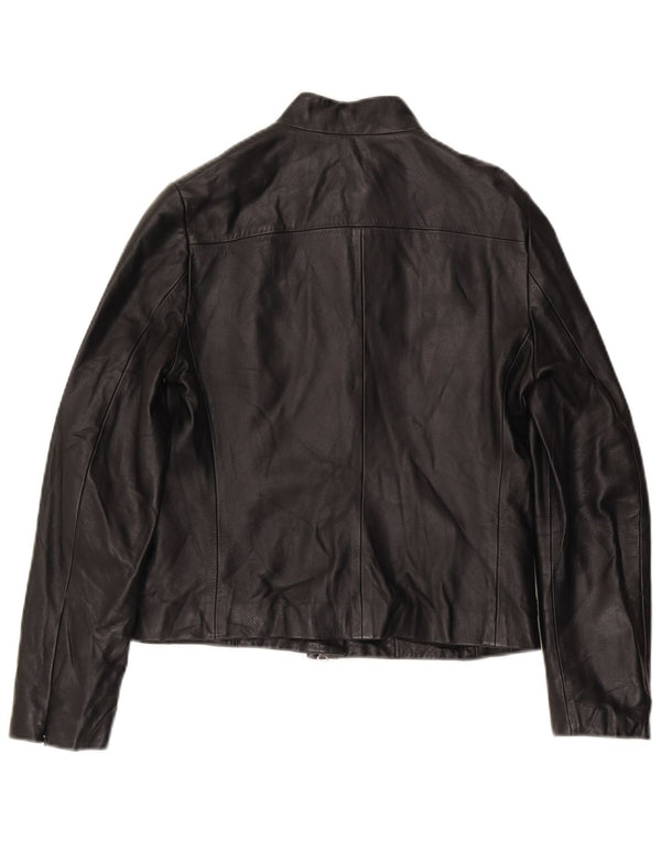 French Connection Damen Lederjacke UK 12 Mittelschwarzes Leder