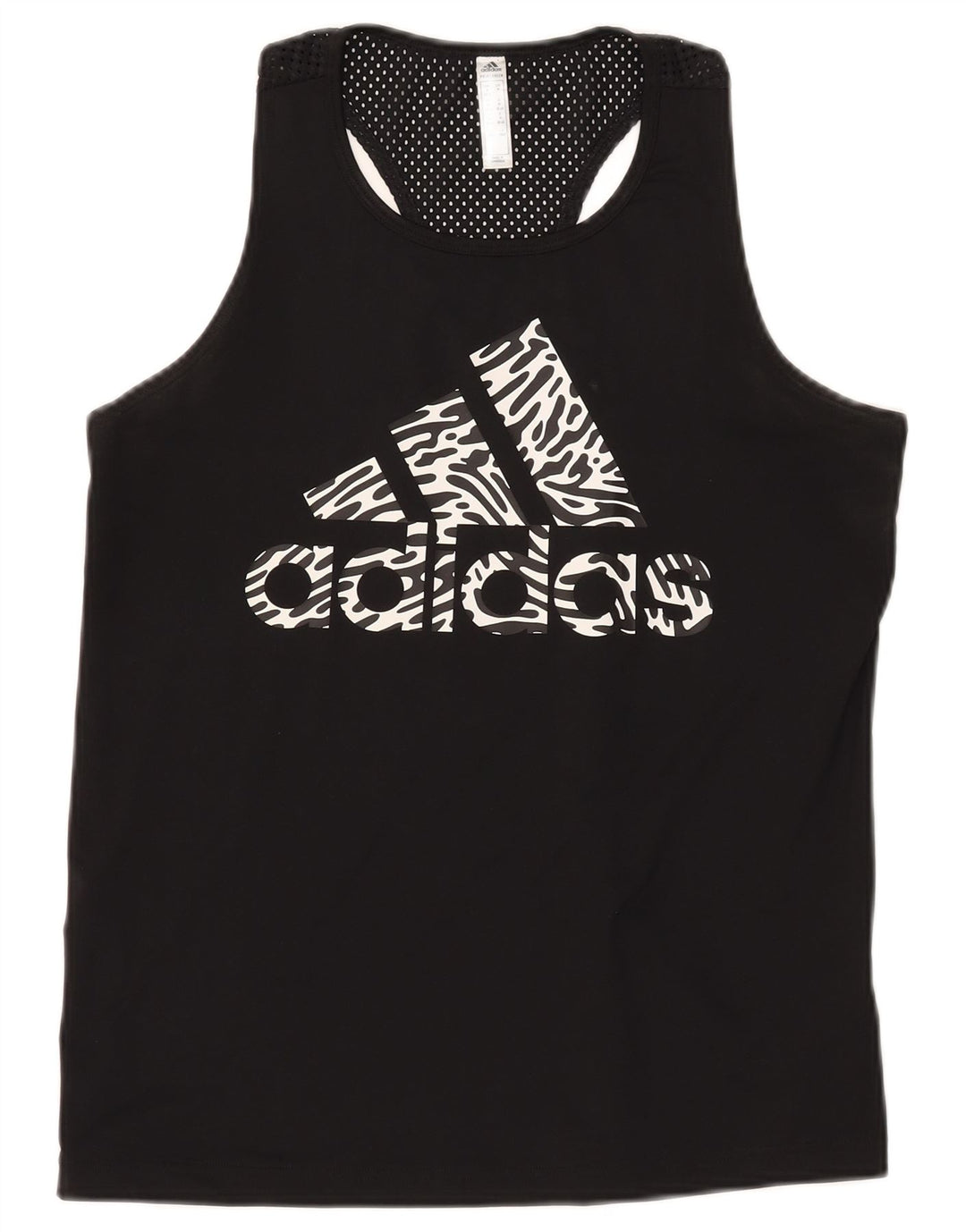 ADIDAS Damen Graphic Vest Top UK 12/14 Mittelschwarzes Polyester
