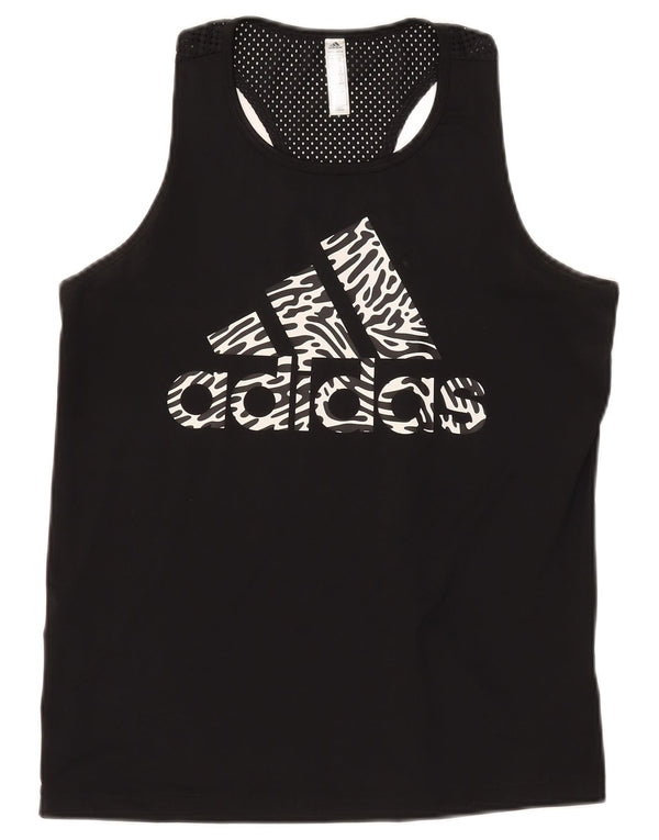 ADIDAS Damen Graphic Vest Top UK 12/14 Mittelschwarzes Polyester