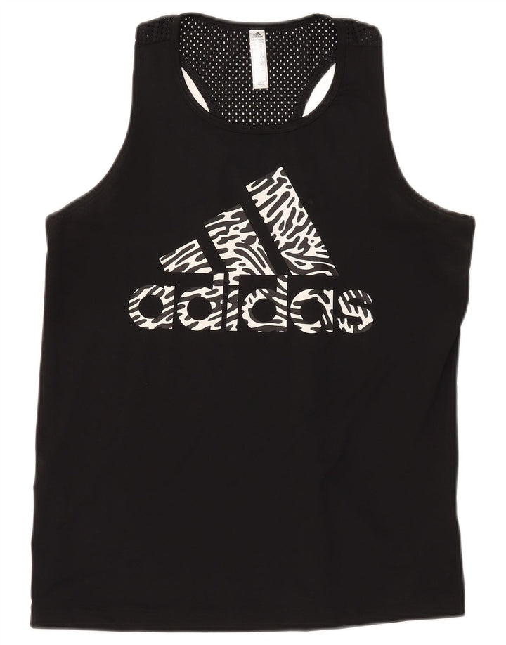 ADIDAS Damen Graphic Vest Top UK 12/14 Mittelschwarzes Polyester