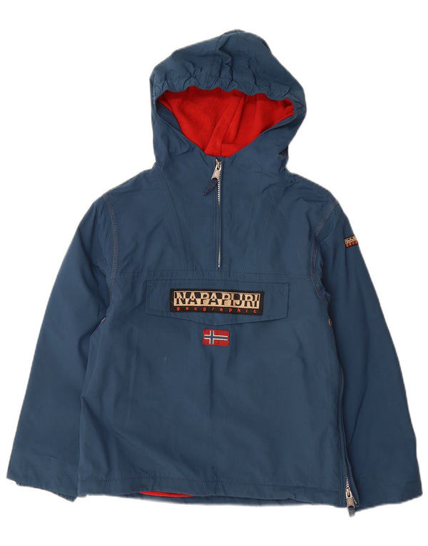 NAPAPIJRI Jungen Geographic Graphic Kapuzen-Anorakjacke, 9–10 Jahre, Blau