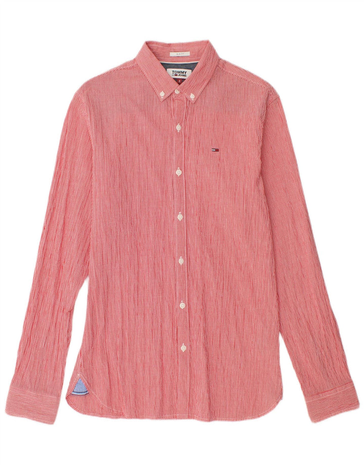 TOMMY HILFIGER Herren Slim Fit Hemd Kleine rot gestreifte Baumwolle