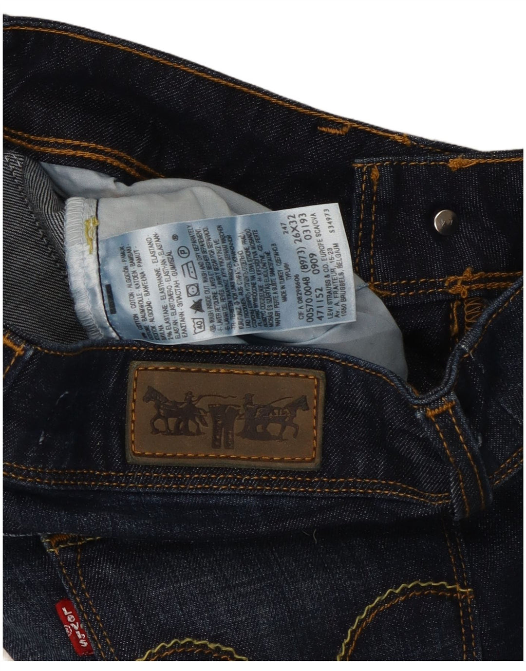 Levi's Damen 570 Straight Jeans W26 L32 Marineblaue Baumwolle