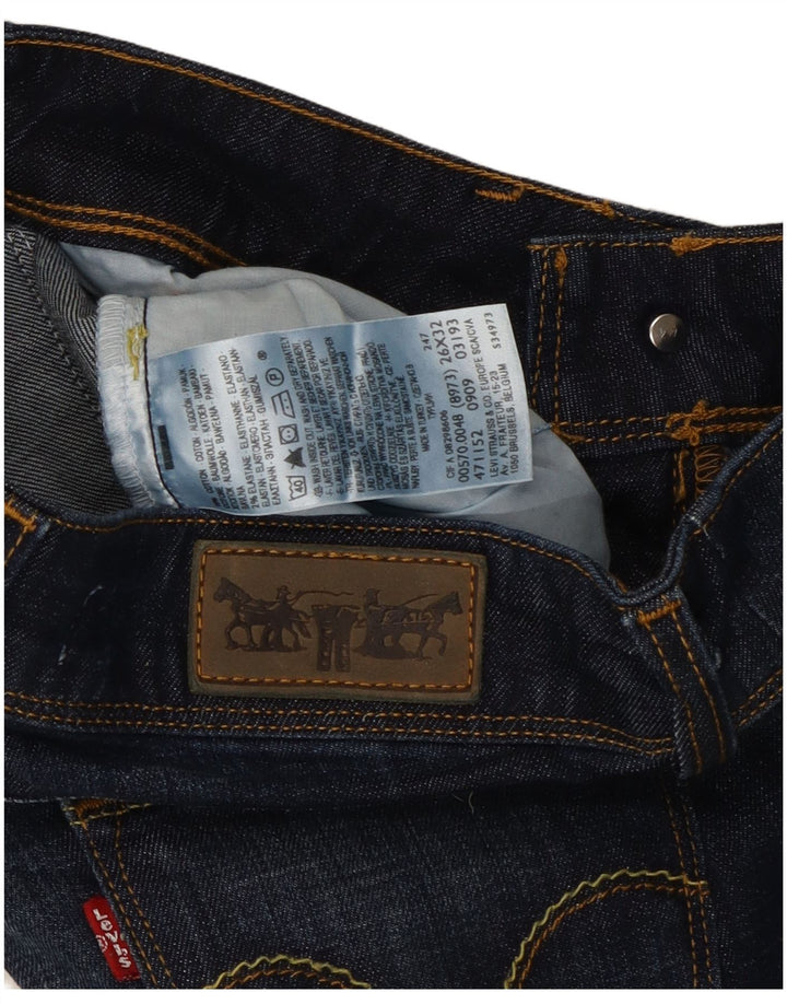 Levi's Damen 570 Straight Jeans W26 L32 Marineblaue Baumwolle