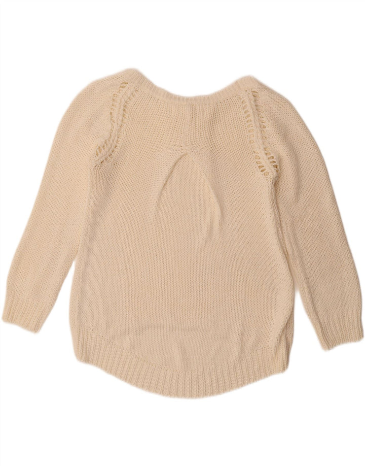 Zara Damen-Pullover mit U-Boot-Ausschnitt, Gr. 42, Größe L, Weiß