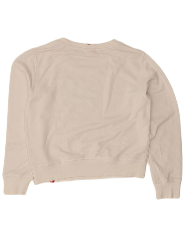 New Balance Damen Crop Graphic Sweatshirt Pullover UK 14 Mittelweiße Baumwolle