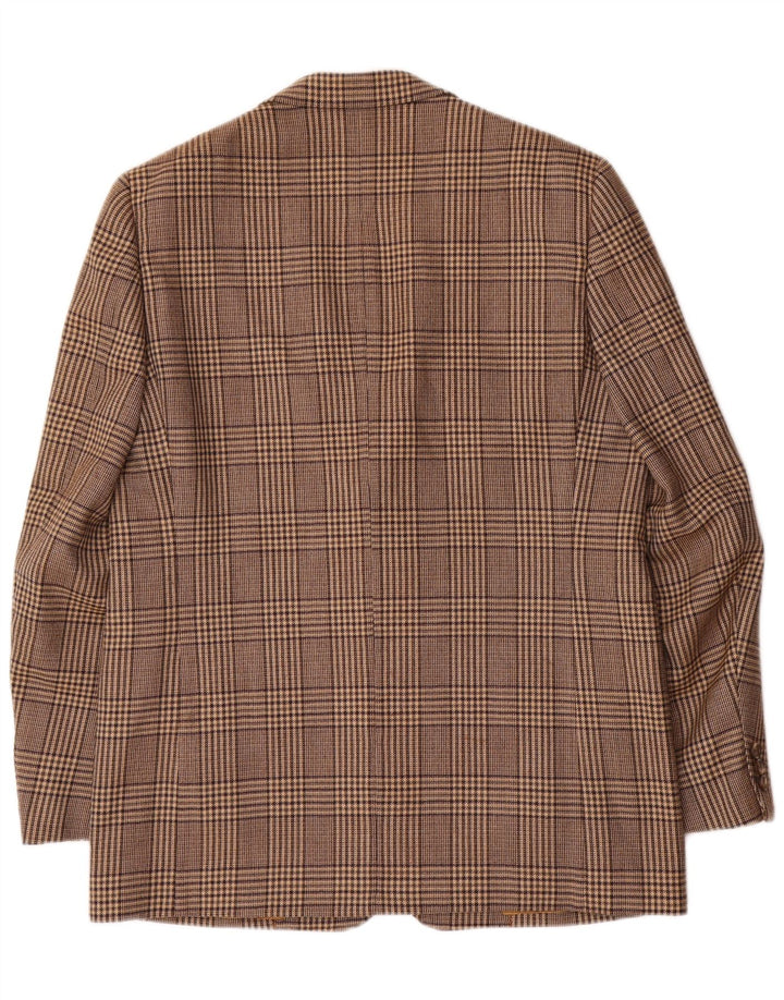 Vintage Herren 2-Knopf-Blazerjacke UK 42 XL Braun karierte Wolle
