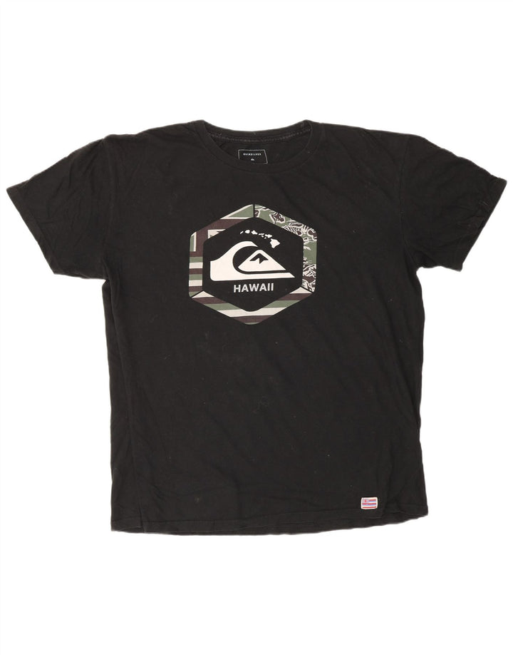 QUIKSILVER Herren Hawaii T-Shirt mit normaler Passform, Grafik, Größe L, Schwarz, Baumwolle