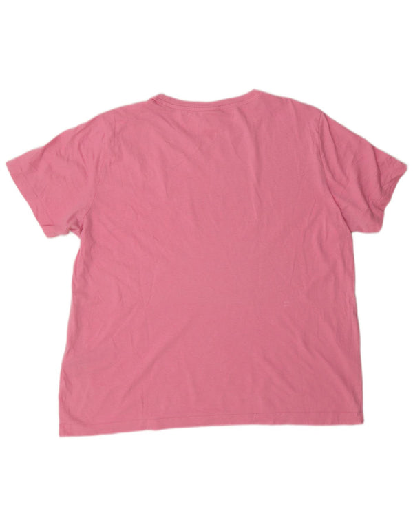 Champion Damen Grafik T-Shirt Top UK 20 2XL Rosa Baumwolle