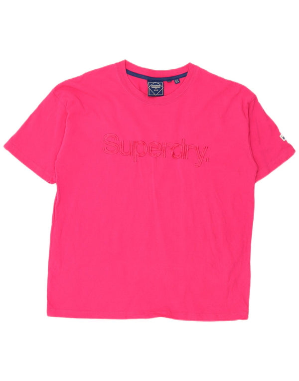 Superdry Kurzarm-Grafik-T-Shirt-Oberteil für Damen, Gr. 8, Rosa, Polyester