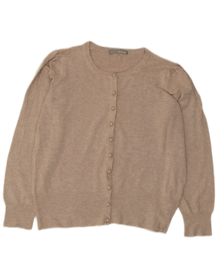 Marks & Spencer Damen Crop Cardigan Pullover UK 12 Mittelbeige Viskose