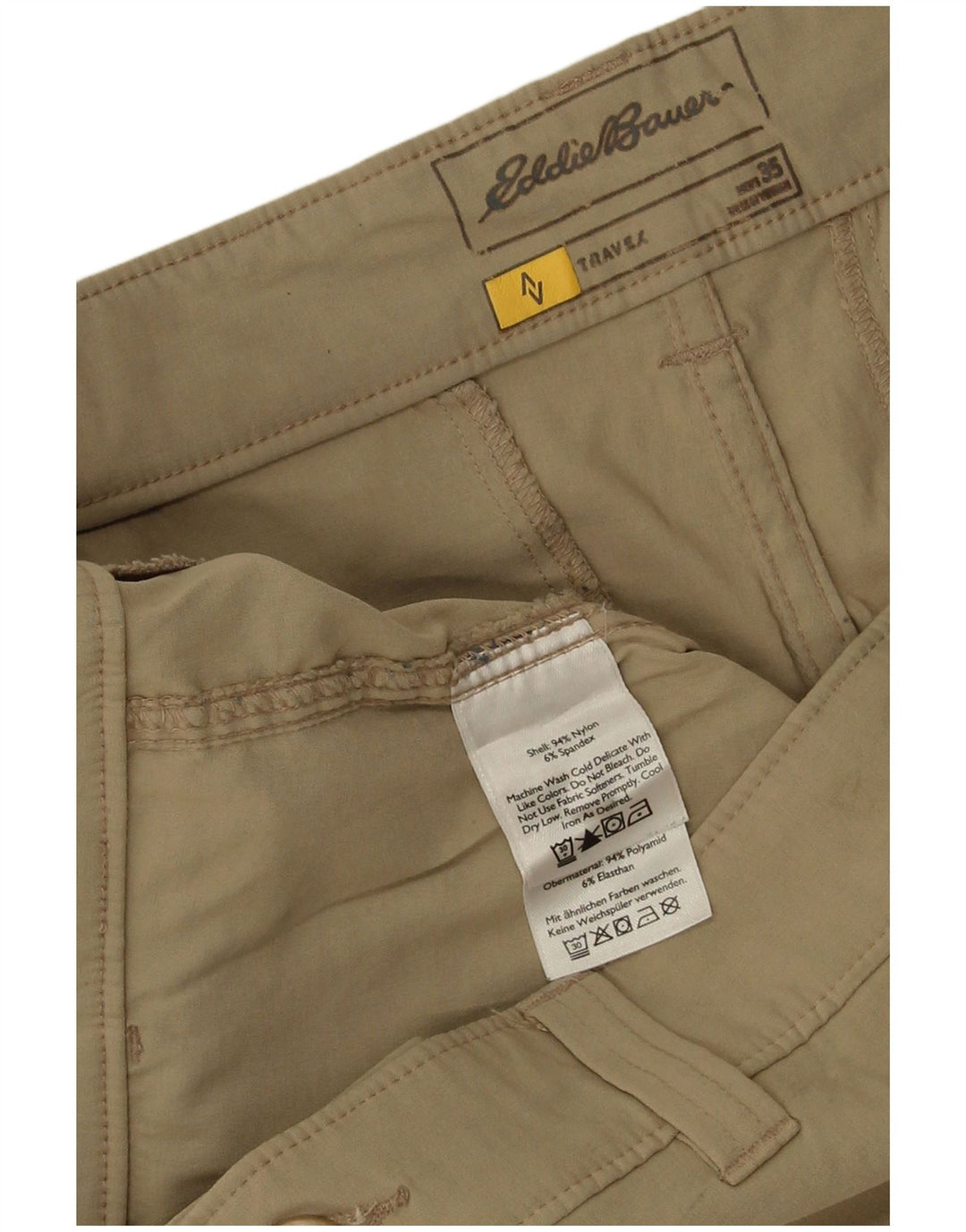 EDDIE BAUER Herren Chino-Shorts W35 Large Beige Nylon