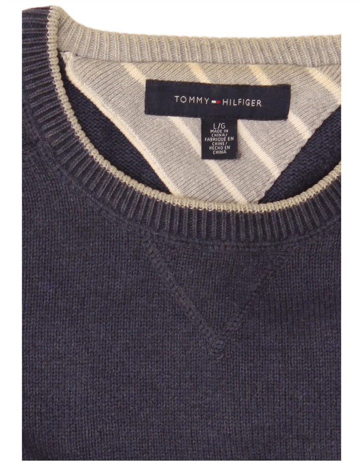 Tommy Hilfiger Herren-Pullover mit Rundhalsausschnitt, groß, Marineblau, klassisch