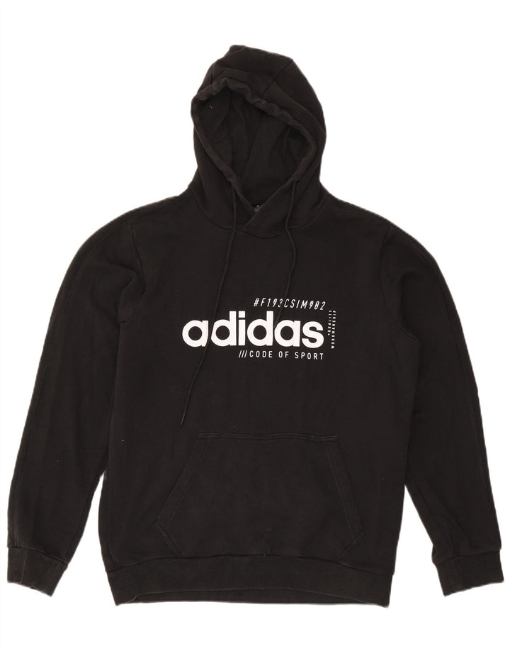 Adidas Herren Graphic Hoodie Pullover Mittelschwarze Baumwolle