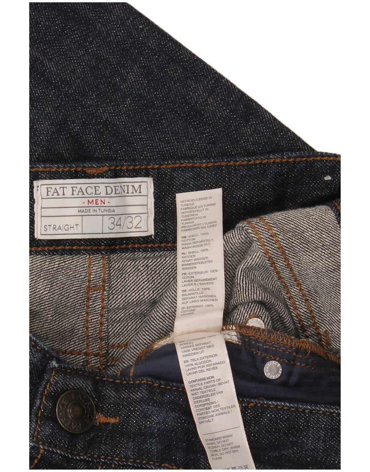 Fat Face Herren Straight Jeans W34 L32 Blaue Baumwolle