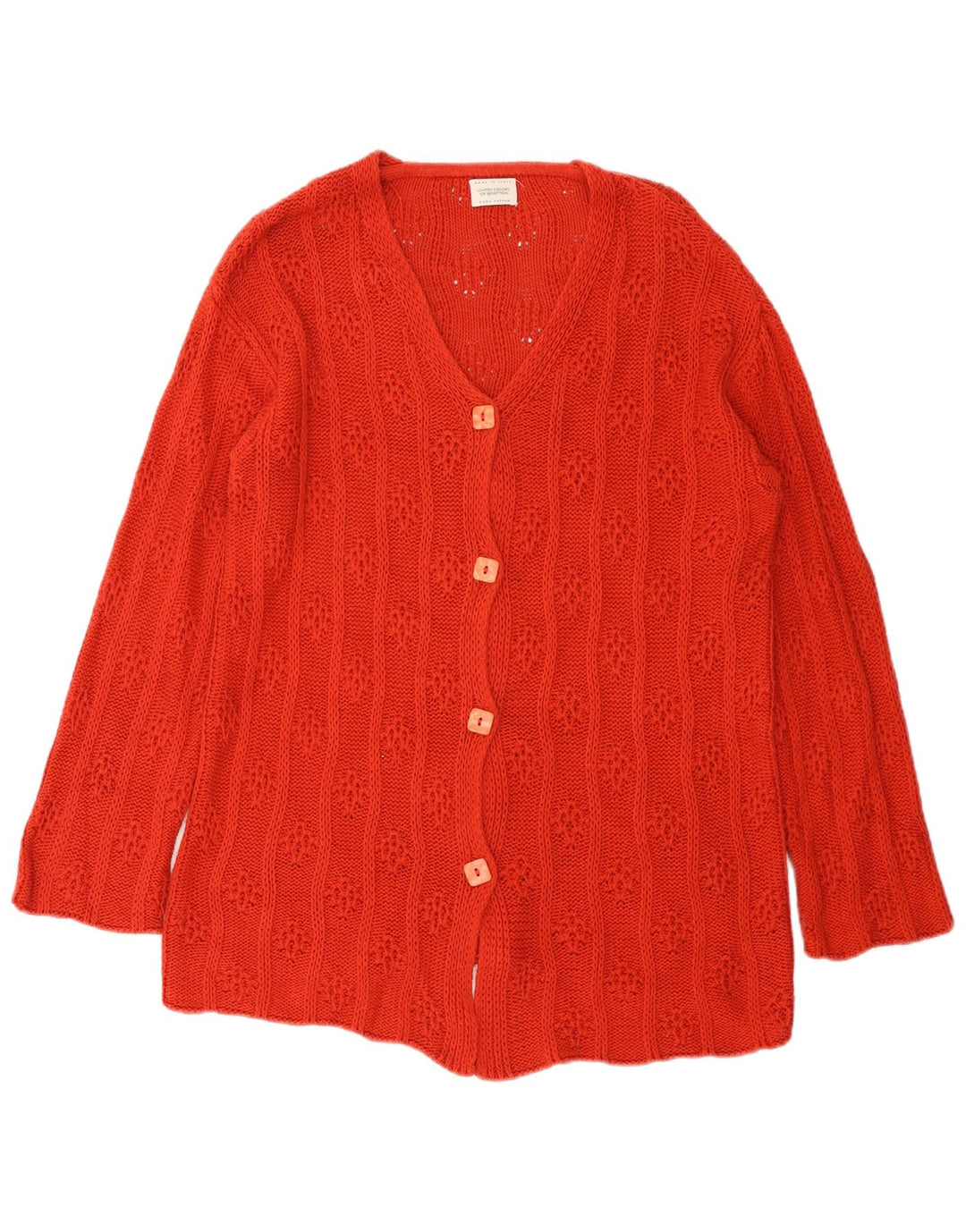 Benetton Damen-Strickjacke in Übergröße, Gr. 10, Größe S, Rot, Baumwolle