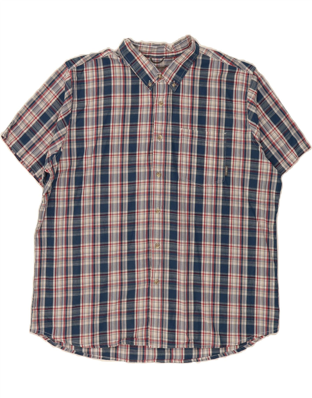 EDDIE BAUER Mens Short Sleeve Shirt 2XL Blue Check Cotton Vintage Eddie Bauer and Second-Hand Eddie Bauer from Messina Hembry 