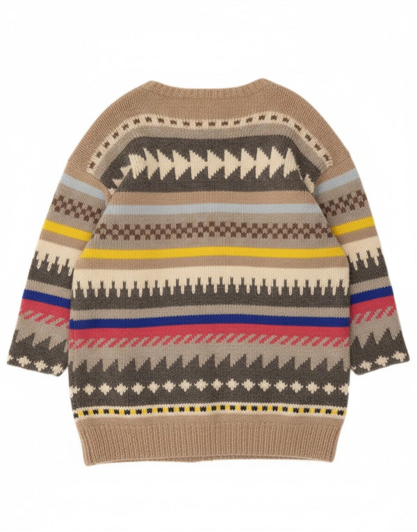 Vintage Damen Cardigan Pullover UK 14 Groß Grau Geometrisch