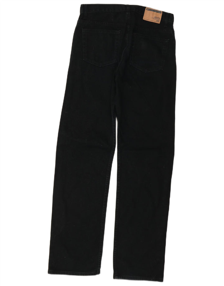 Marks & Spencer Herren Blue Harbor Straight Jeans W32 L33 Schwarze Baumwolle
