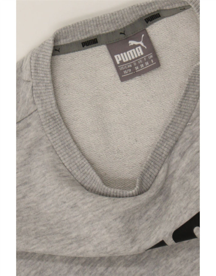 PUMA Womens Graphic Sweatshirt Jumper UK 8 Small  Grey Cotton Vintage Puma and Second-Hand Puma from Messina Hembry 