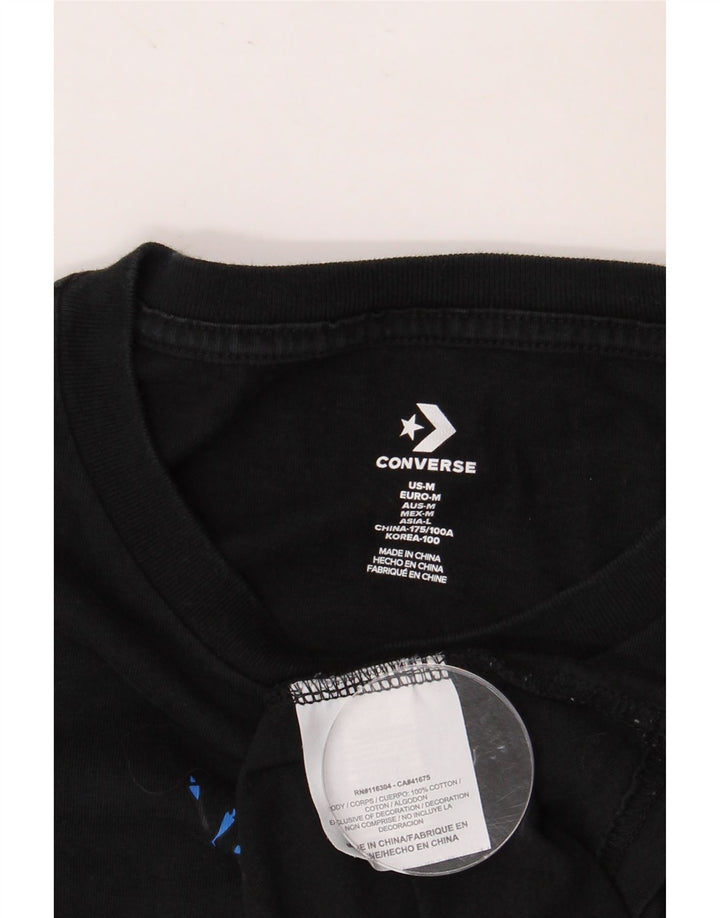 CONVERSE Herren Grafik-T-Shirt-Oberteil aus mittelschwarzer, geblümter Baumwolle