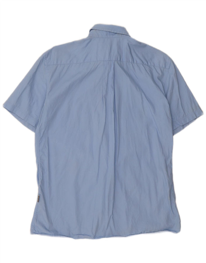 Aquascutum Herren-Kurzarmhemd aus mittelblauer Baumwolle