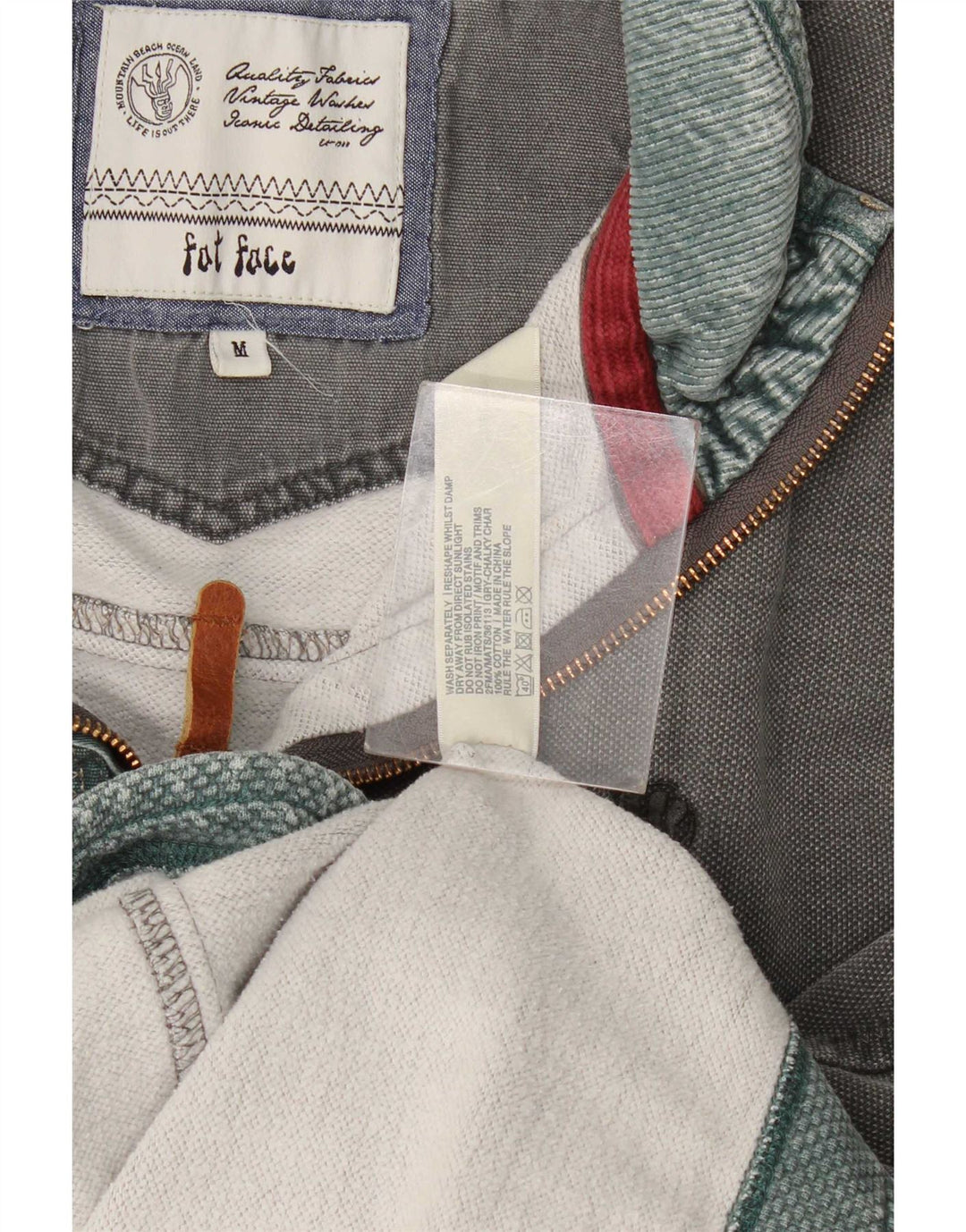Fat Face Herren-Sweatshirt mit Reißverschluss am Hals, mittelgraue Baumwolle