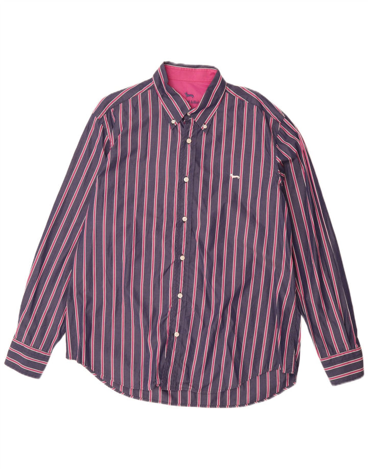 Harmont & Blaine Herrenhemd 2XL Marineblau gestreift aus Baumwolle