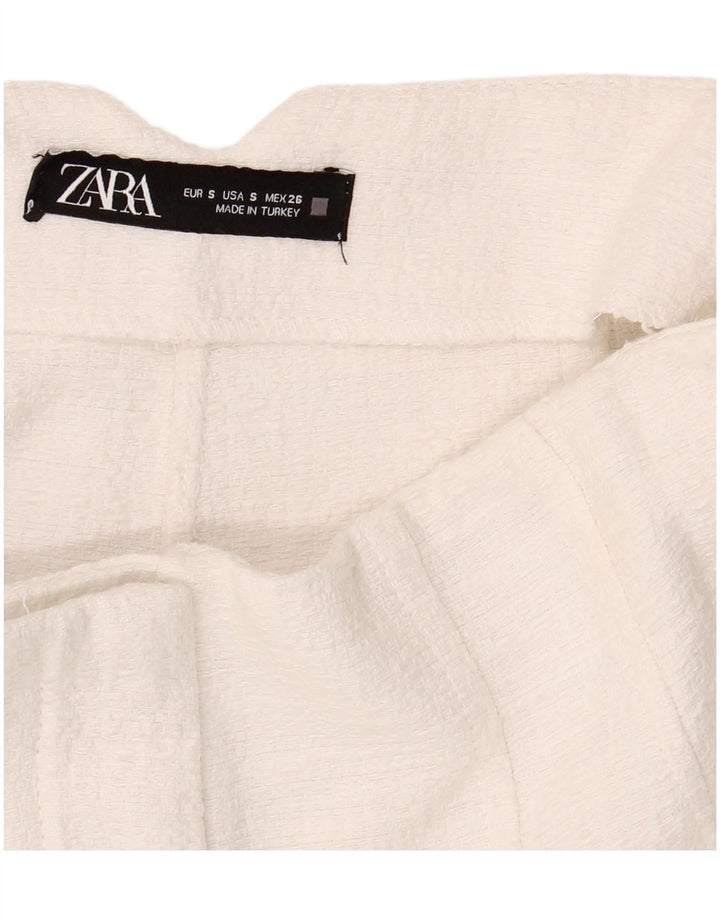 Zara Damen Hotpants mit hoher Taille, Größe S, W26, Weiß