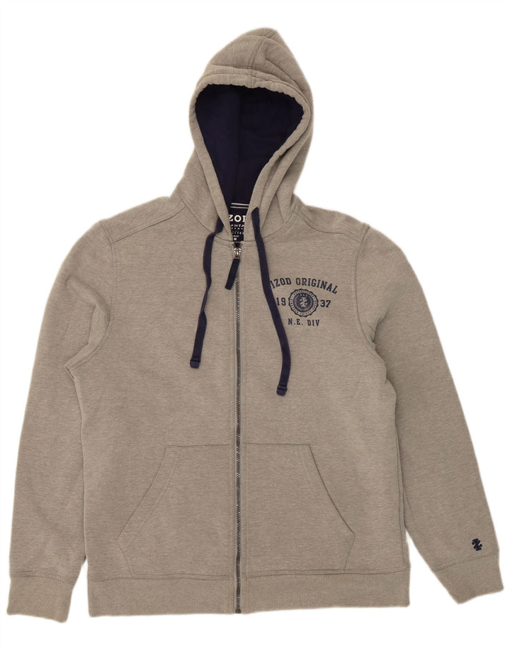 IZOD Mens Slim Fit Zip Hoodie Sweater Medium Grey Polyester