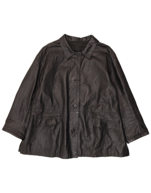 Vintage Damen Lederjacke IT 56 3XL Schwarzes Leder