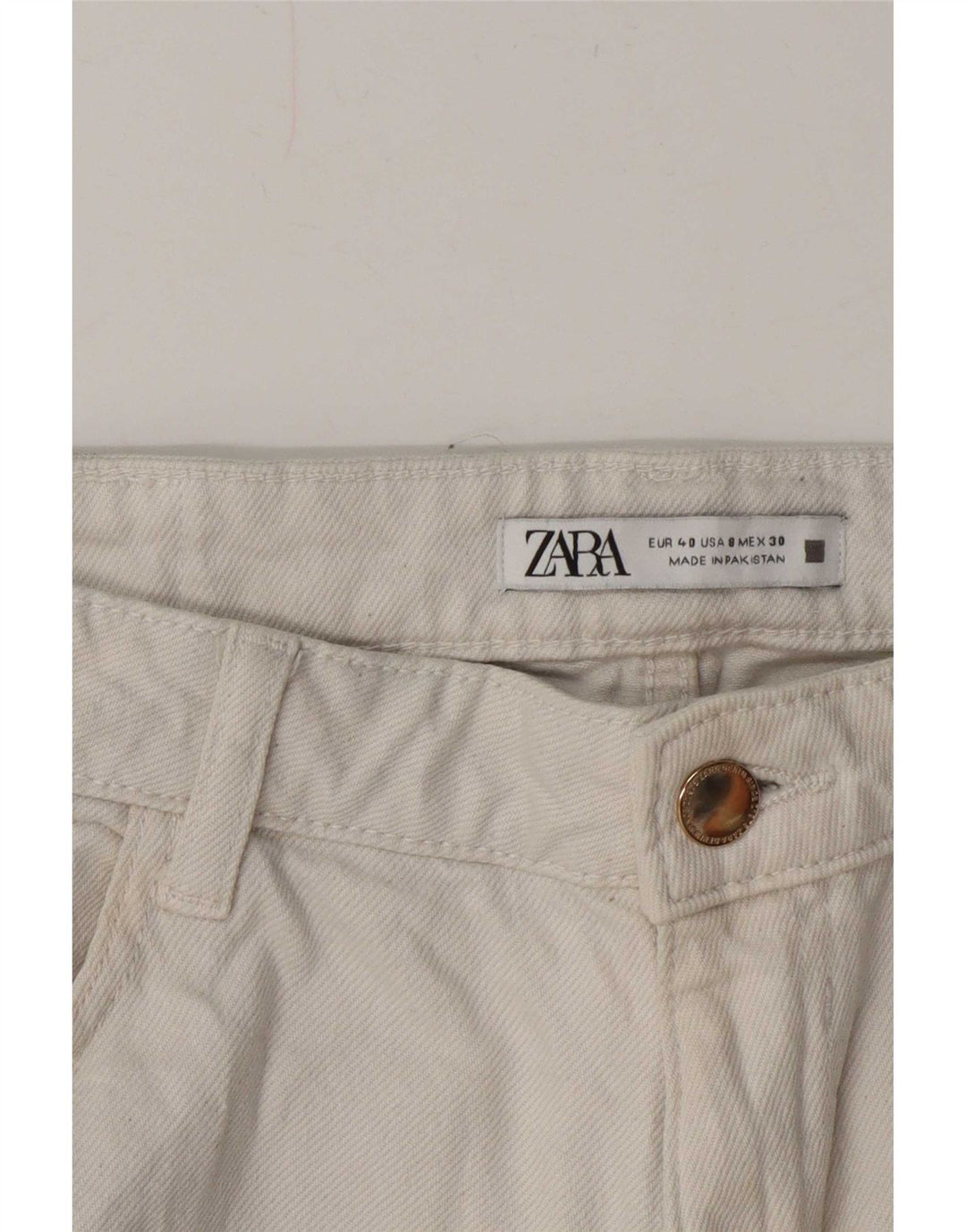 Zara Damen Straight Jeans EU 40 Medium W30 L26 Off White