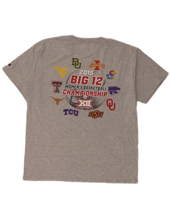 Champion Mens Graphic T-Shirt Top Large Grey Cotton