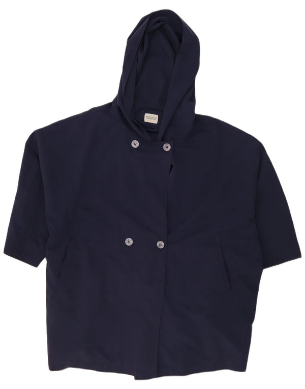 Benetton Damen-Übergröße-Zweireihermantel mit Kapuze, UK 18, XL, Marineblau