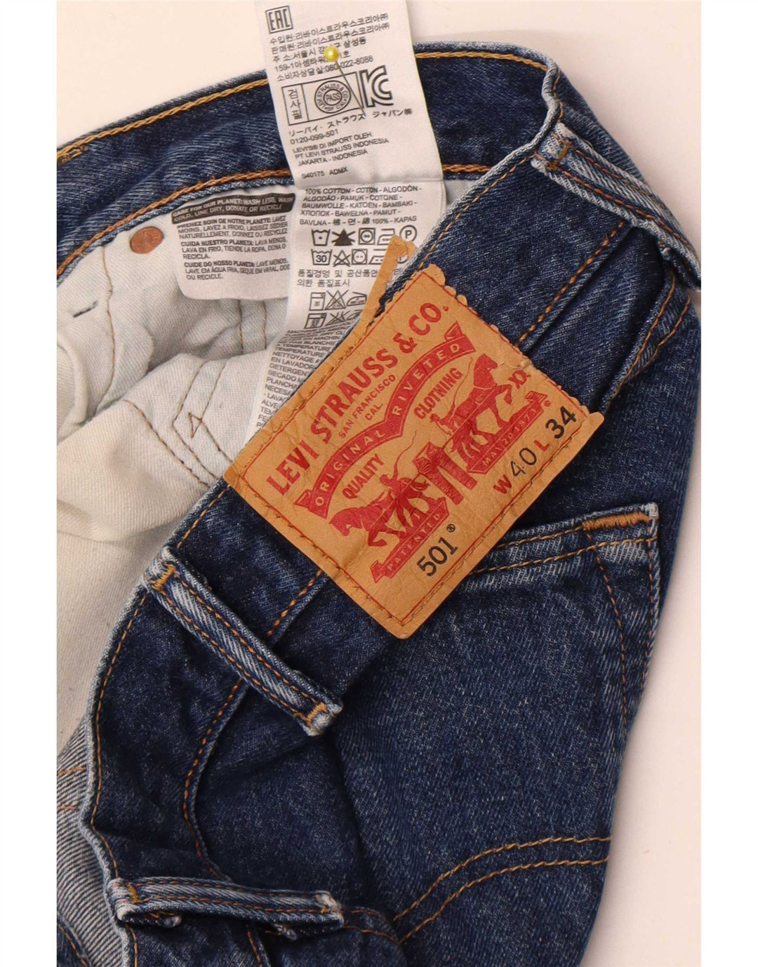Levi's Herren 501 Straight Jeans W40 L31 Blaue Baumwolle