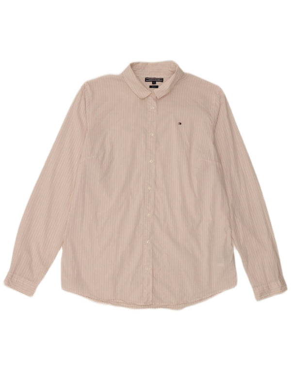 Tommy Hilfiger Damen-Hemd, tailliert, US 12, groß, weiß gestreift, Baumwolle