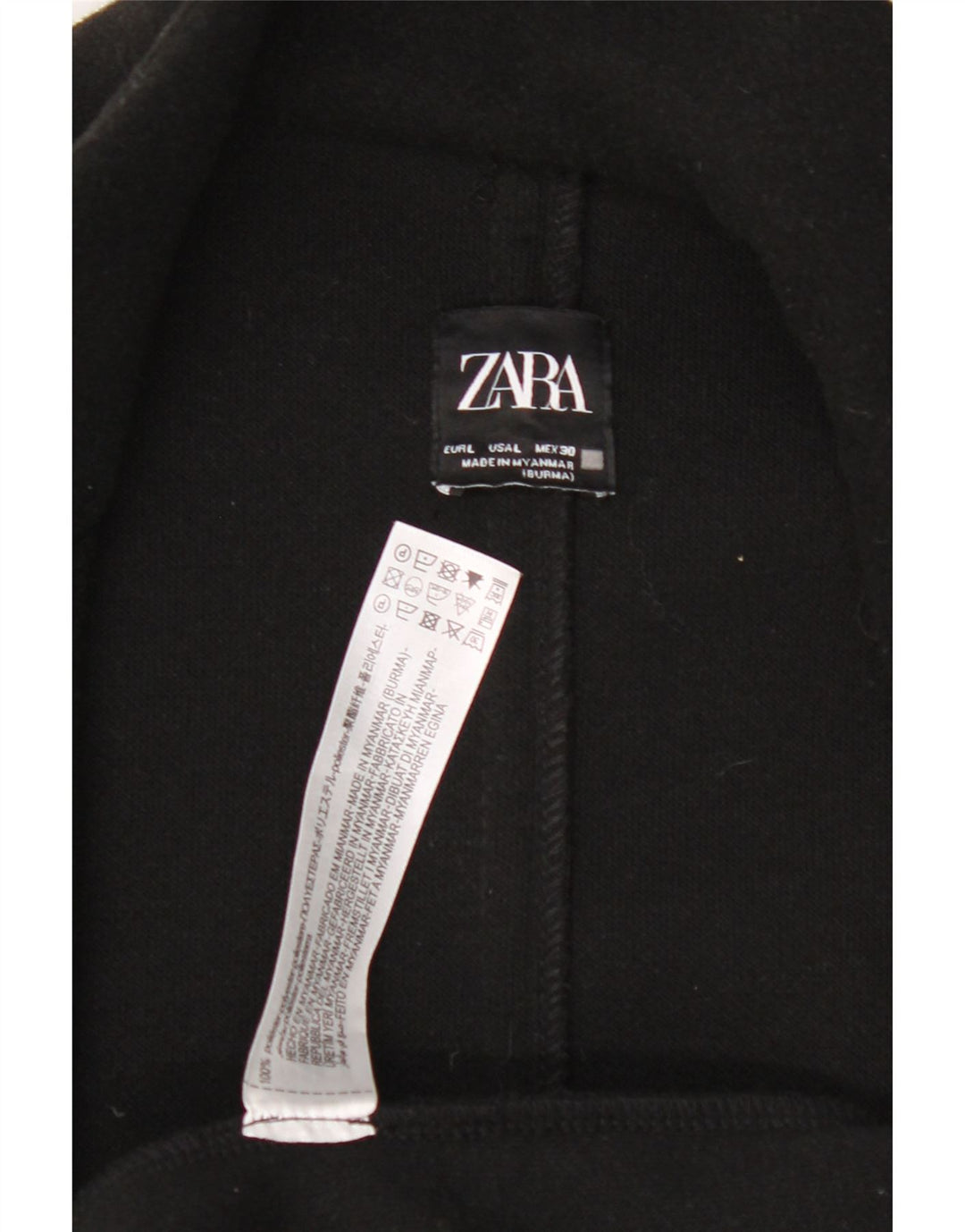 ZARA Womens Open Overcoat UK 14 Large Black Polyester Vintage Zara and Second-Hand Zara from Messina Hembry 