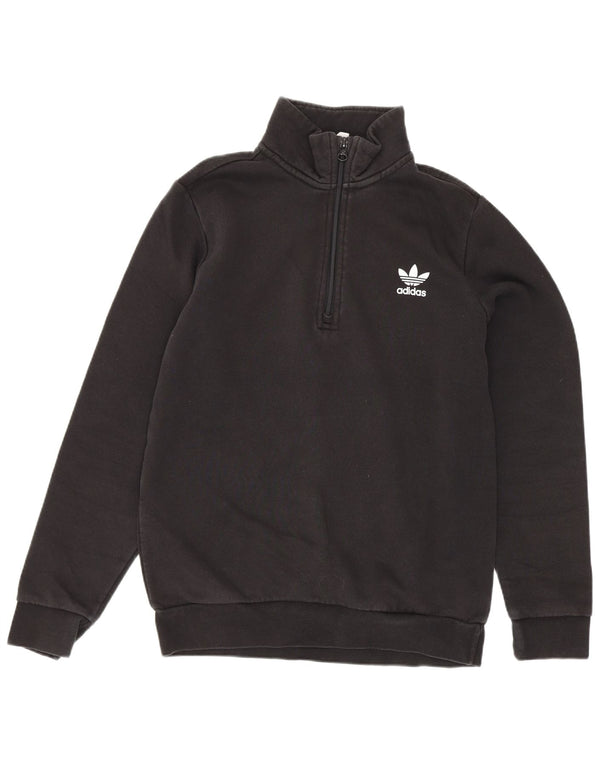 Adidas Jungen-Sweatshirt mit Reißverschluss, 13–14 Jahre, schwarze Baumwolle