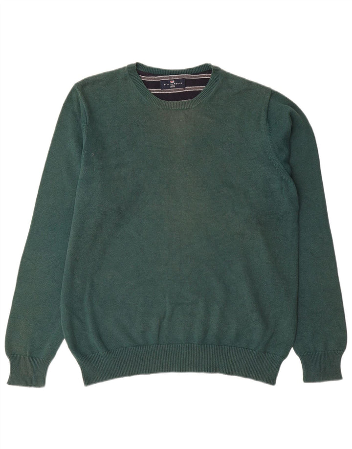 Marks & Spencer Herren Blauer Harbor-Pullover mit Rundhalsausschnitt Mittelgrün