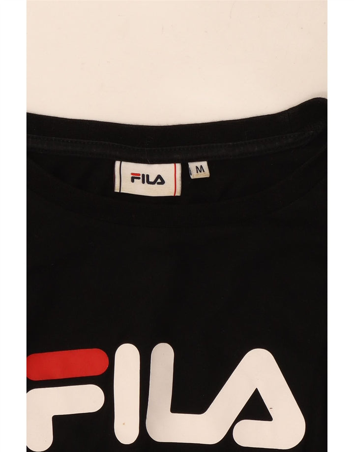 FILA Damen Crop Graphic Top Langarm UK 14 Medium Schwarz