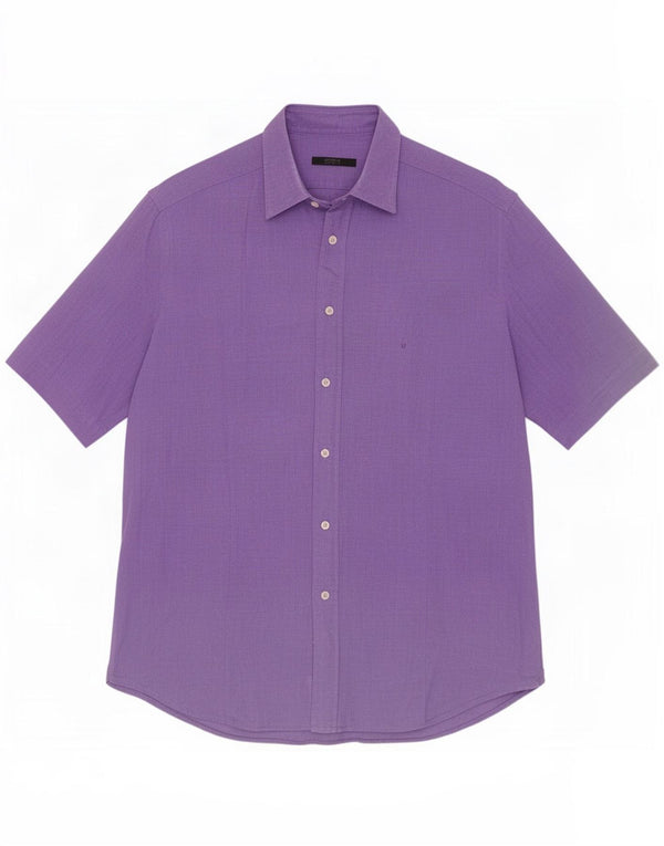 Ungaro Herren Kurzarmhemd Größe 42 16 1/2 Large Lila