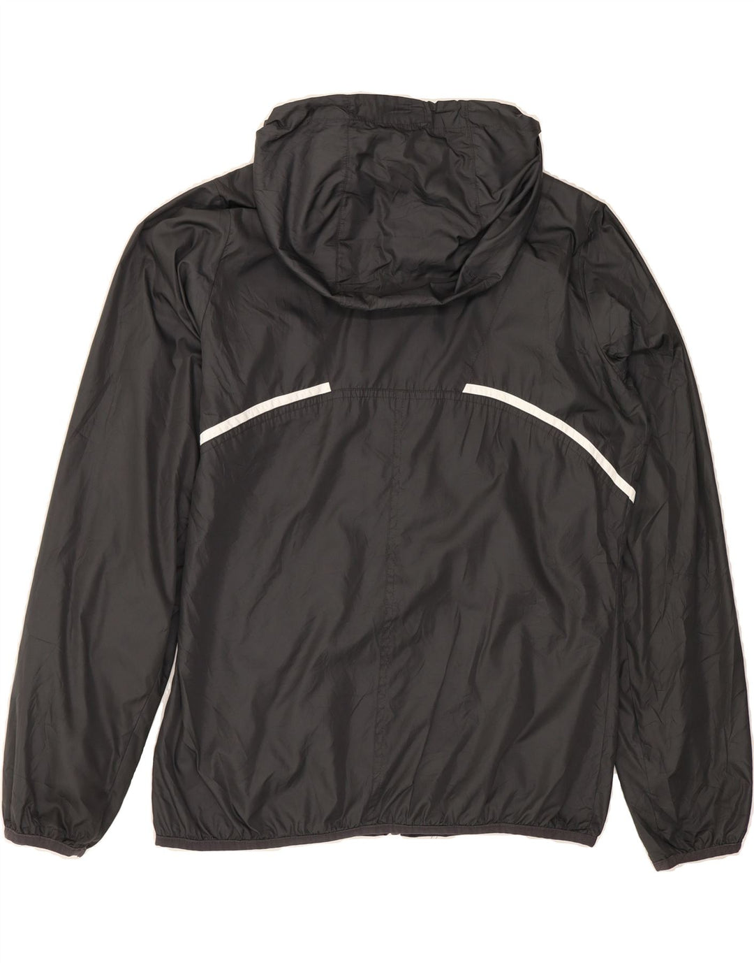 NIKE Womens Graphic Hooded Rain Jacket UK 14 Medium Black Polyester Vintage Nike and Second-Hand Nike from Messina Hembry 
