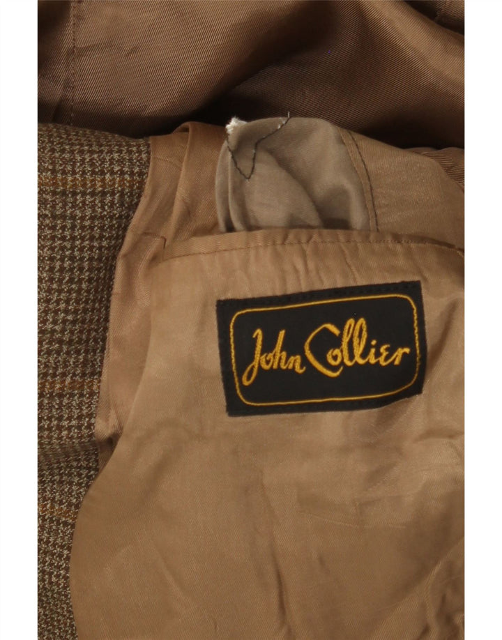 John Collier Herren-Blazer mit 3 Knöpfen, UK 38, Mittelbraun mit Hahnentrittmuster