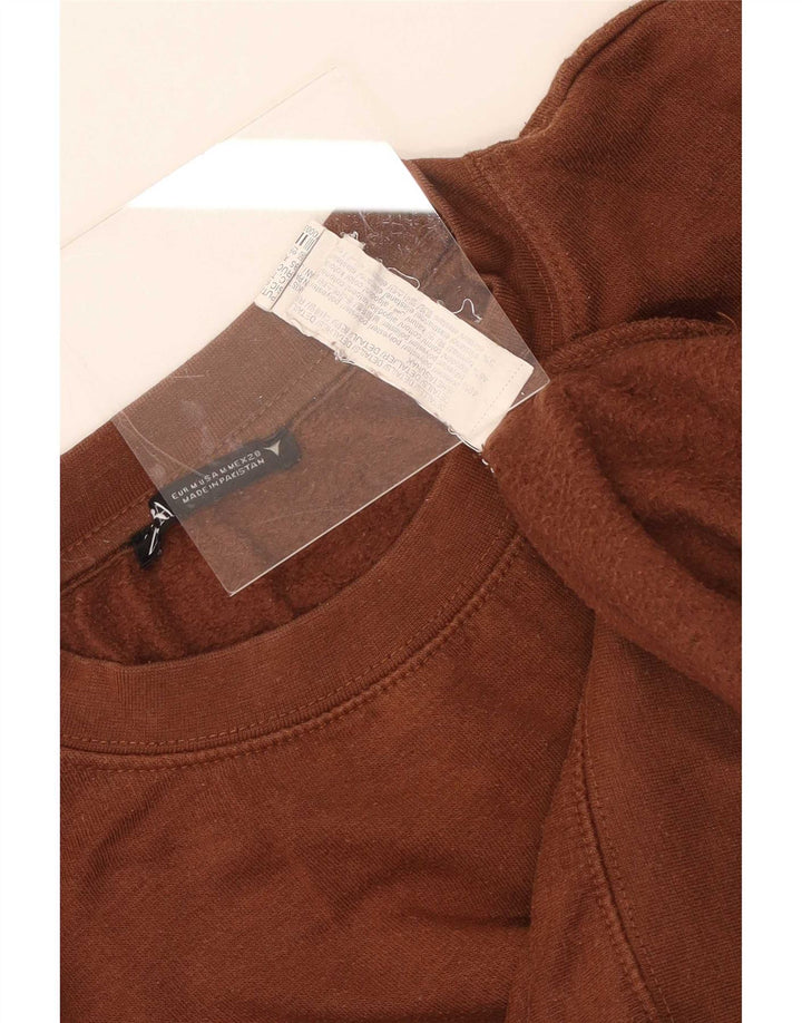 Zara Damen Crop Oversized Sweatshirt Pullover UK 14 Mittelbraunes Polyester