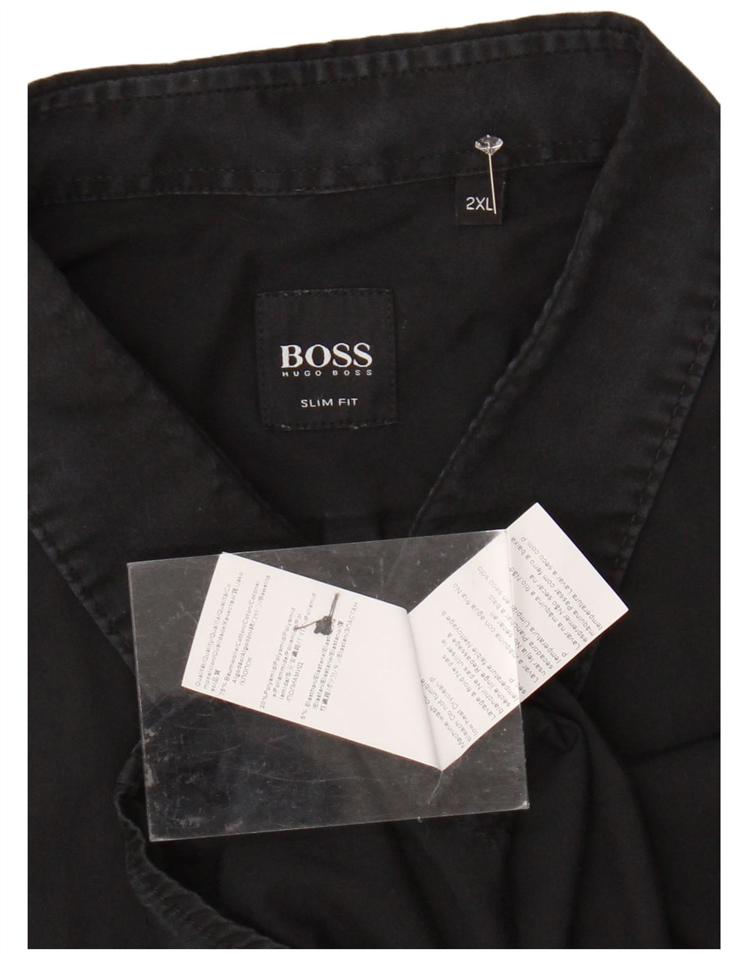 HUGO BOSS Herren Slim Fit Hemd 2XL Schwarz Baumwolle