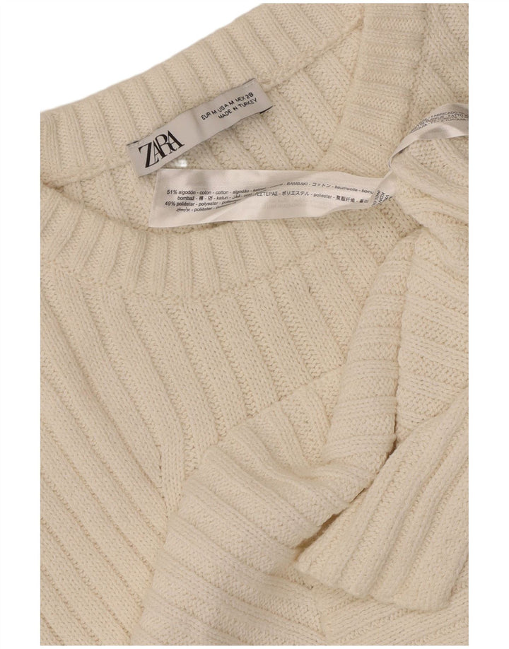 Zara Damen Weste Tank Top UK 12 Mittelweiße Baumwolle