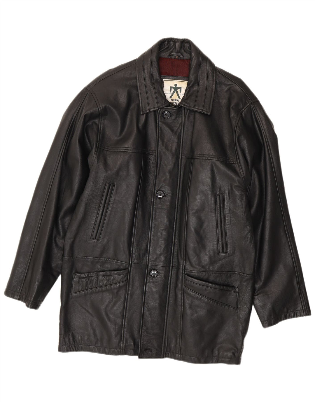VINTAGE Herren Ledermantel Kleines schwarzes Leder