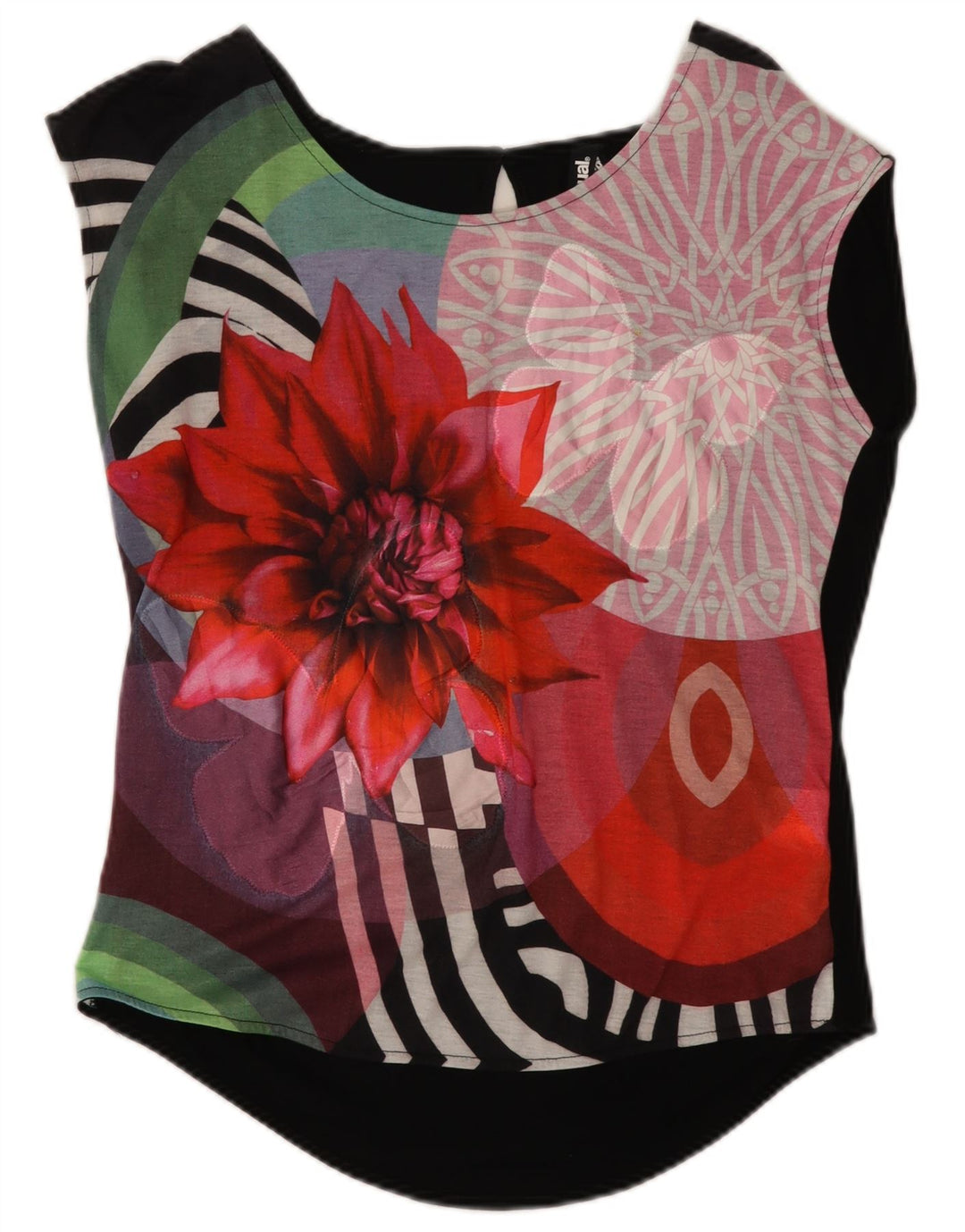 Desigual Womens Graphic Bluse Top UK 14 Medium Mehrfarbig Blumen