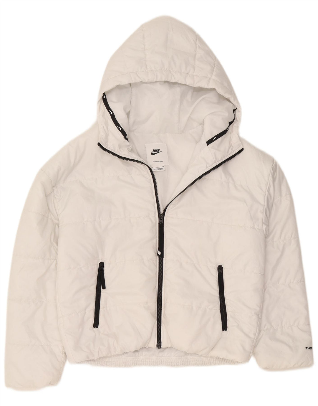 Nike Damen Therma-Fit Hooded Oversized Wattierte Jacke UK 10 Small Weiß